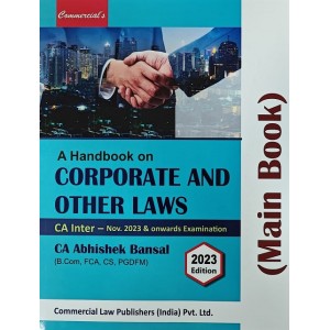 Commercial's A Handbook on Corporate & Other Laws (Main Book) for CA Inter November 2023 Exam by CA. Abhishek Bansal